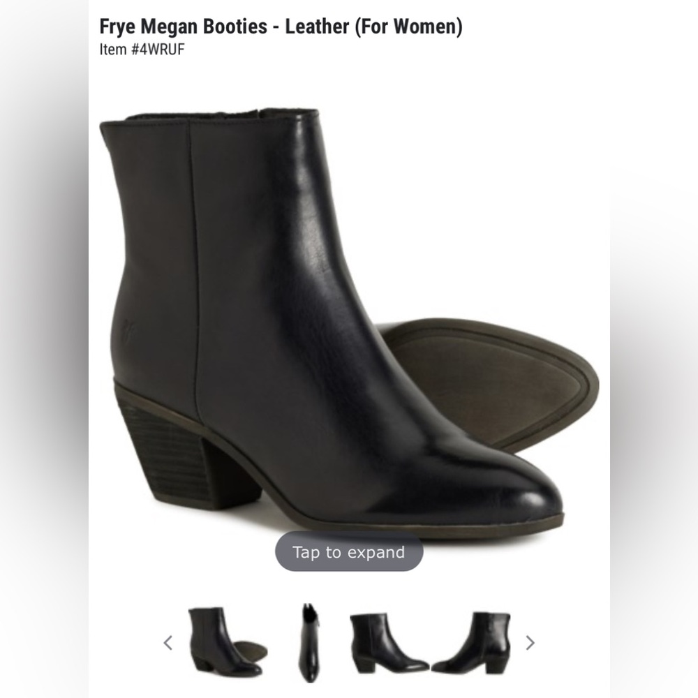 FRYE Black Leather Megan Side Zip Booties size 8 NWT.